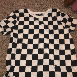 black and white checkered shirt